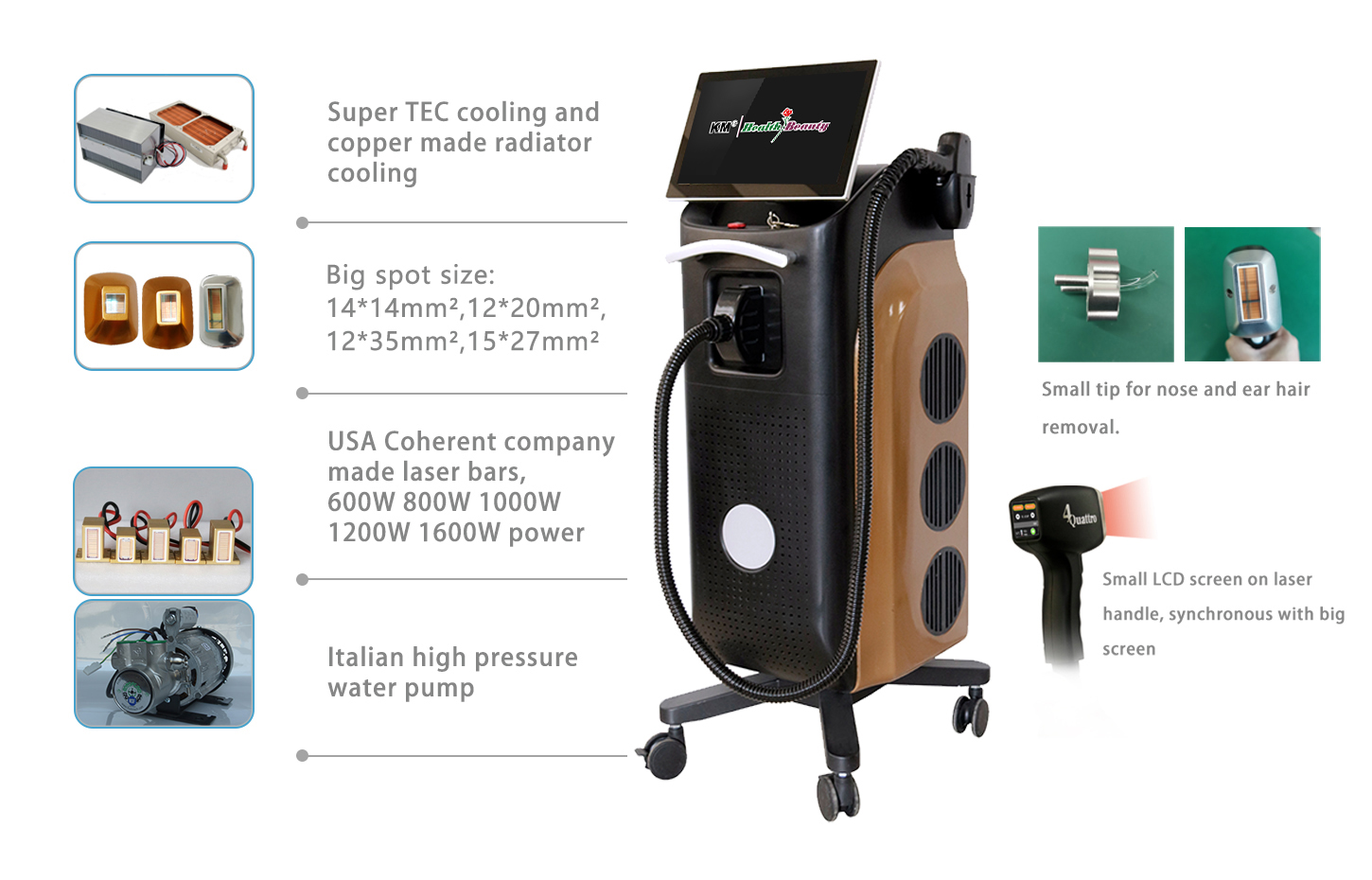 Weifang  KM newest 1000W 1200W 1600W 1800W 2000W 4 wave 755 808 940 1064nm diode laser hair removal machine for sale! 60% discount is offered now!