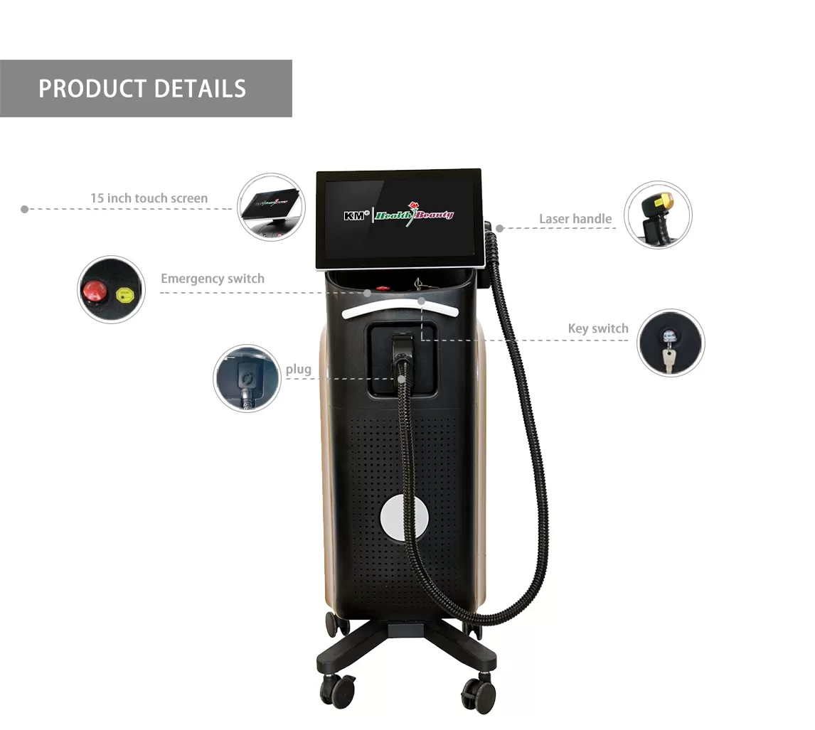 Weifang KM  Smart Android Permanent 755nm 808nm 1064nm 940nm Professional Ice Painless Alexandrite Diode Laser Hair Removal Machine