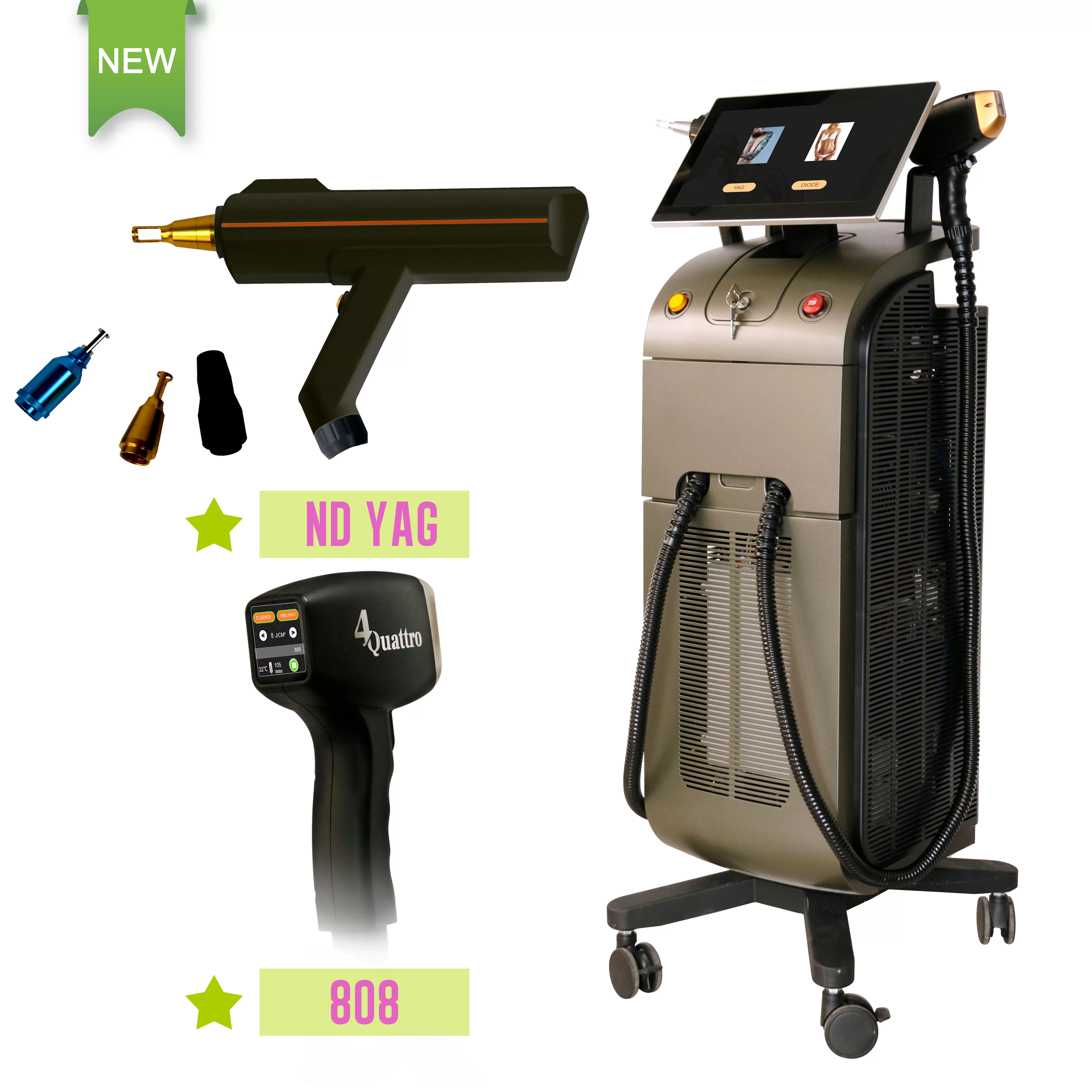 Weifang KM  multifunction 4 in 1 diode laser+nd yag laser+elight IPL+RF 4 wavelength 755nm 1064nm 808nm 940nm professional ice painless diode laser hair removal machine