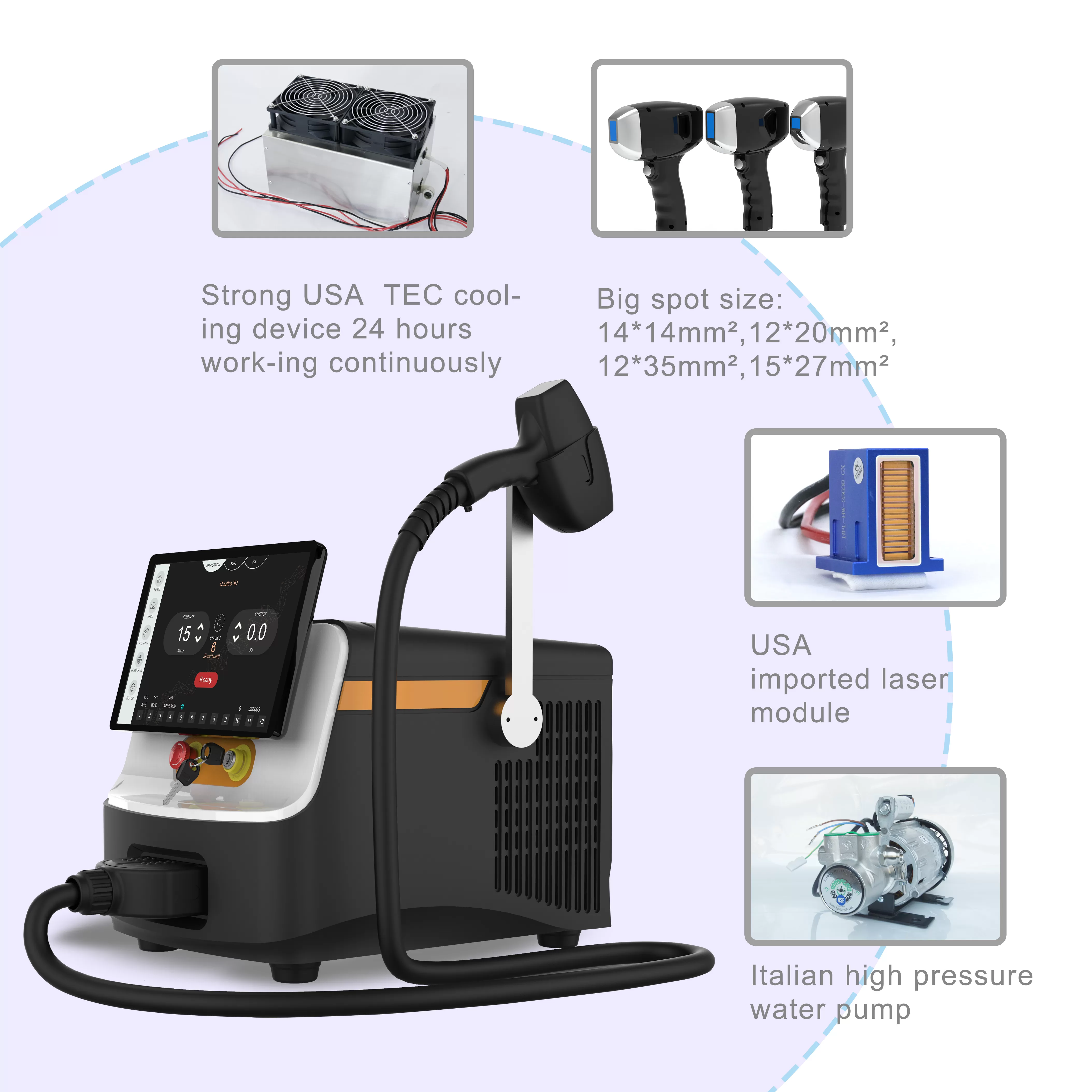 Weifang KM Portable 4 wave 755 808 940 1064nm diode laser hair removal machine